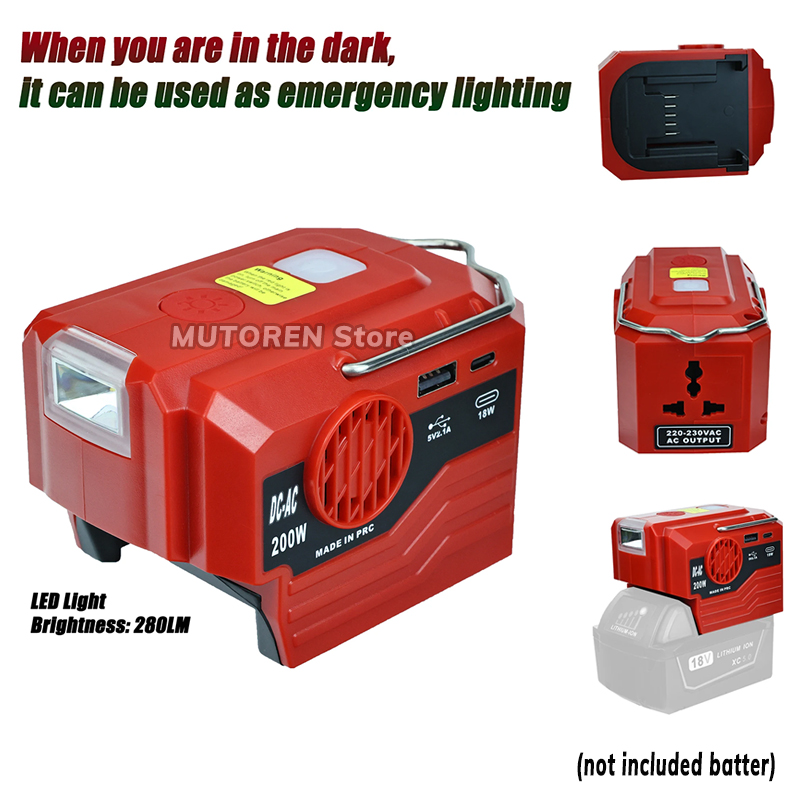Outdoor Lighting Battery Operated - محول طاقة محمول مع إضاءة ليد