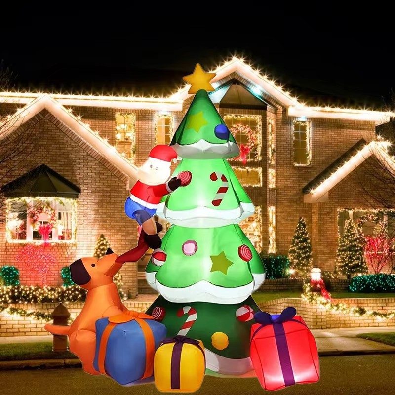 Xmas Outdoor Lighting Decorations - نموذج كلب قابل للنفخ لشجرة عيد