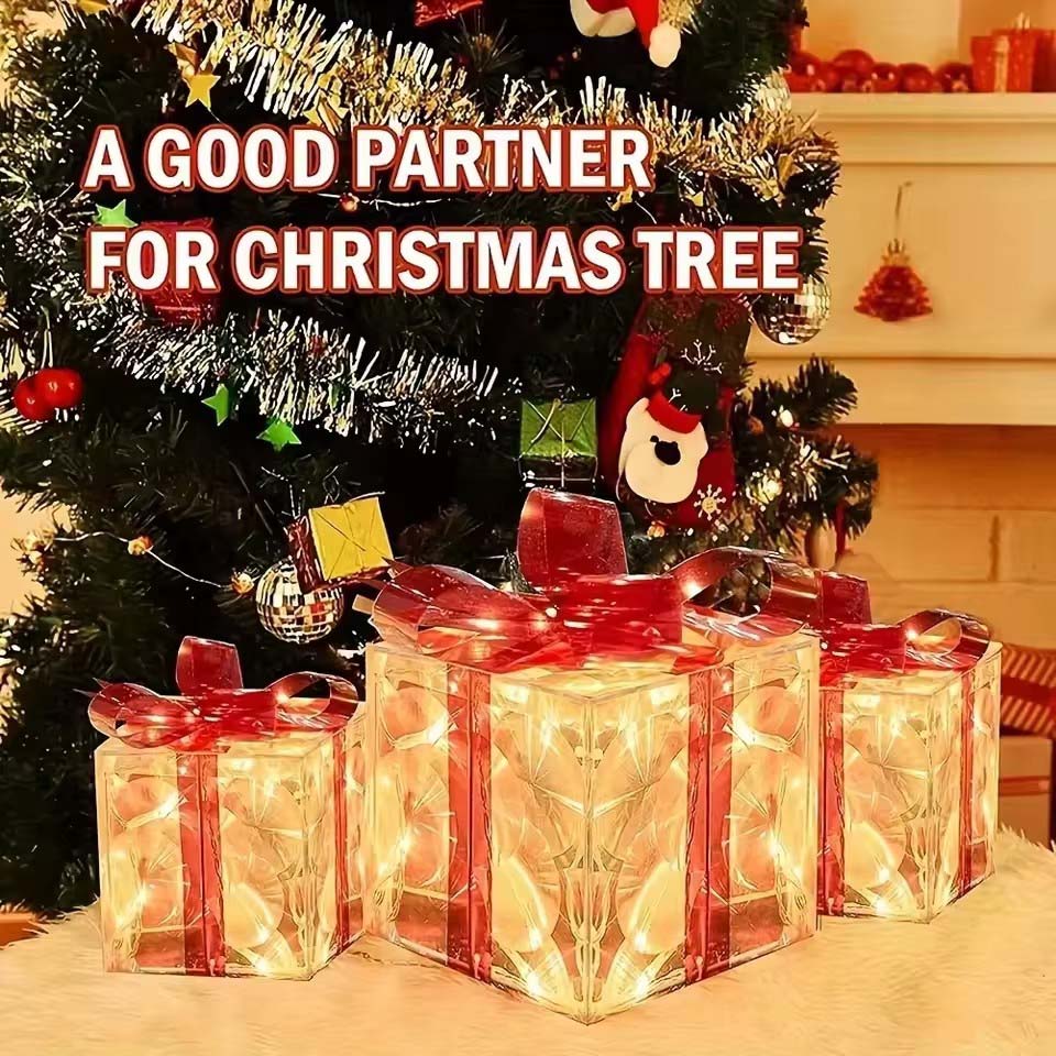 Xmas Outdoor Lighting Decorations - صندوق هدايا مضيء لعيد الميلاد 2026،