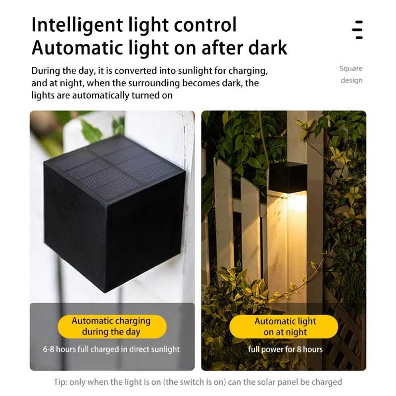 Outdoor Yard Lighting Fixtures - مصباح جداري شمسي LED خارجي مربع
