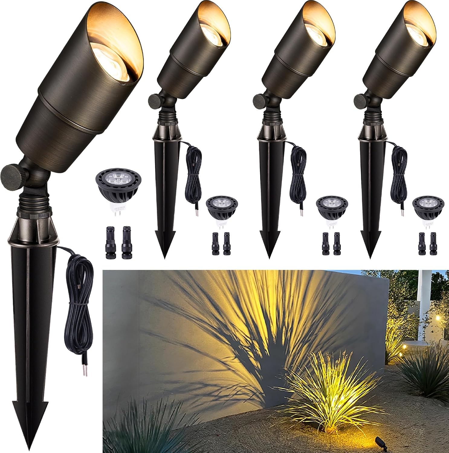 Outdoor Lighting Brass - إضاءة خارجية نحاسية للمناظر الطبيعية، كشافات