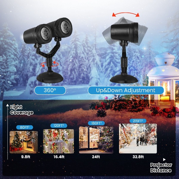 ضوء بروجيكتور على شكل ندفة ثلج - مراجعة Xmas Outdoor Lighting Decorations وسعره