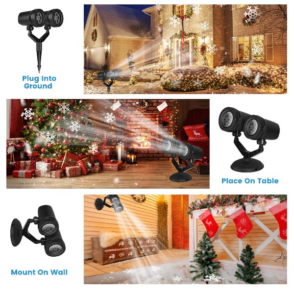 ضوء بروجيكتور على شكل ندفة ثلج - مراجعة Xmas Outdoor Lighting Decorations وسعره