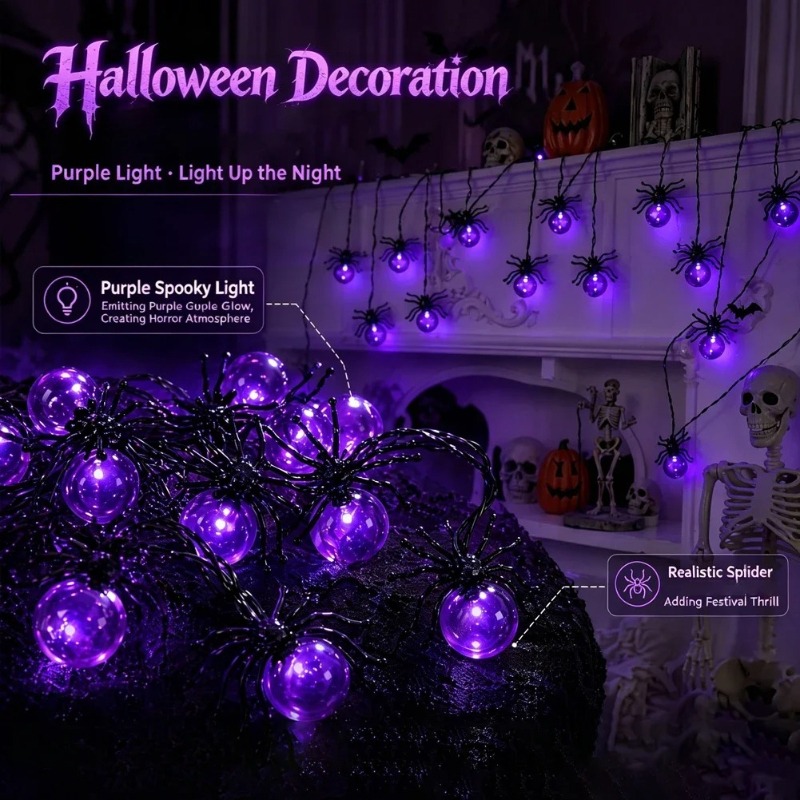 أضواء LED على شكل عنكبوت تعمل  - مراجعة Outdoor Lighting Yard وسعره