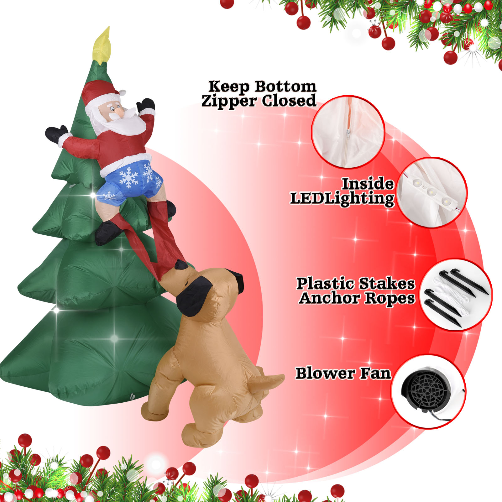 عيد الميلاد نفخ الكلب ث/سانتا  - مراجعة Outdoor Lighting For Christmas وسعره