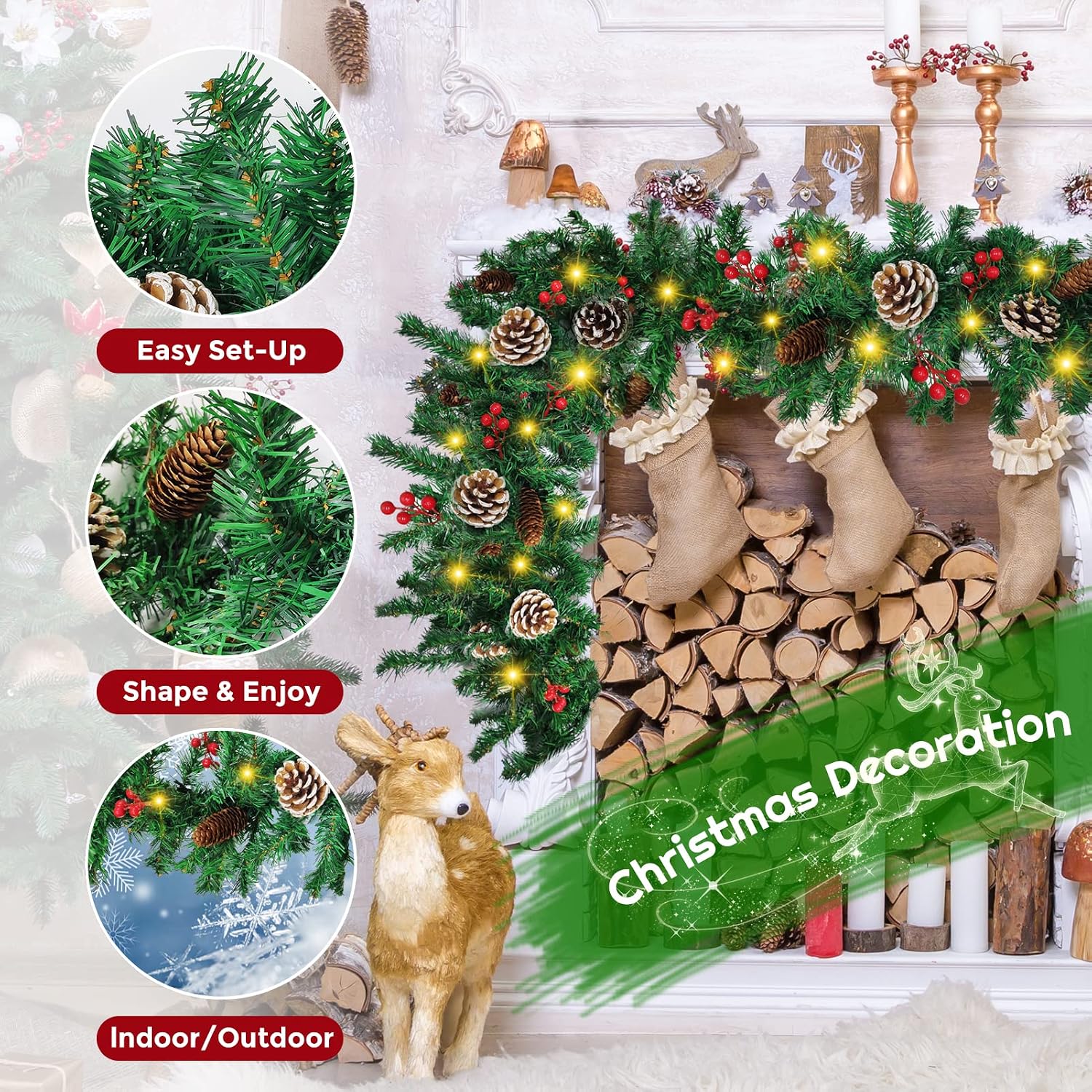 زينة عيد الميلاد المضيئة بطول  - مراجعة Xmas Outdoor Lighting Decorations وسعره