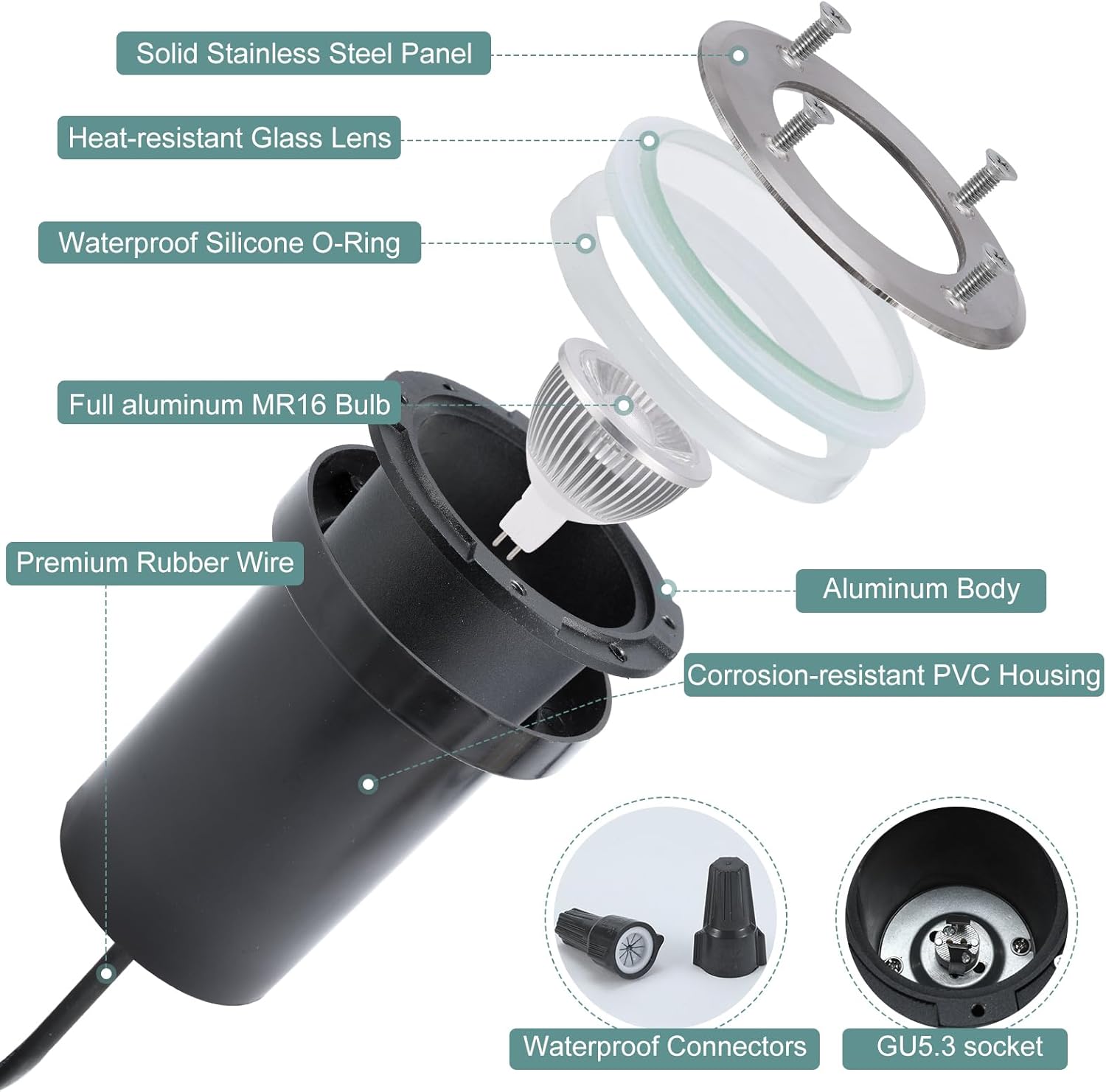 6 عبوات من مصابيح LED الآبار ذ - مراجعة Outdoor Lighting Underground Wiring وسعره