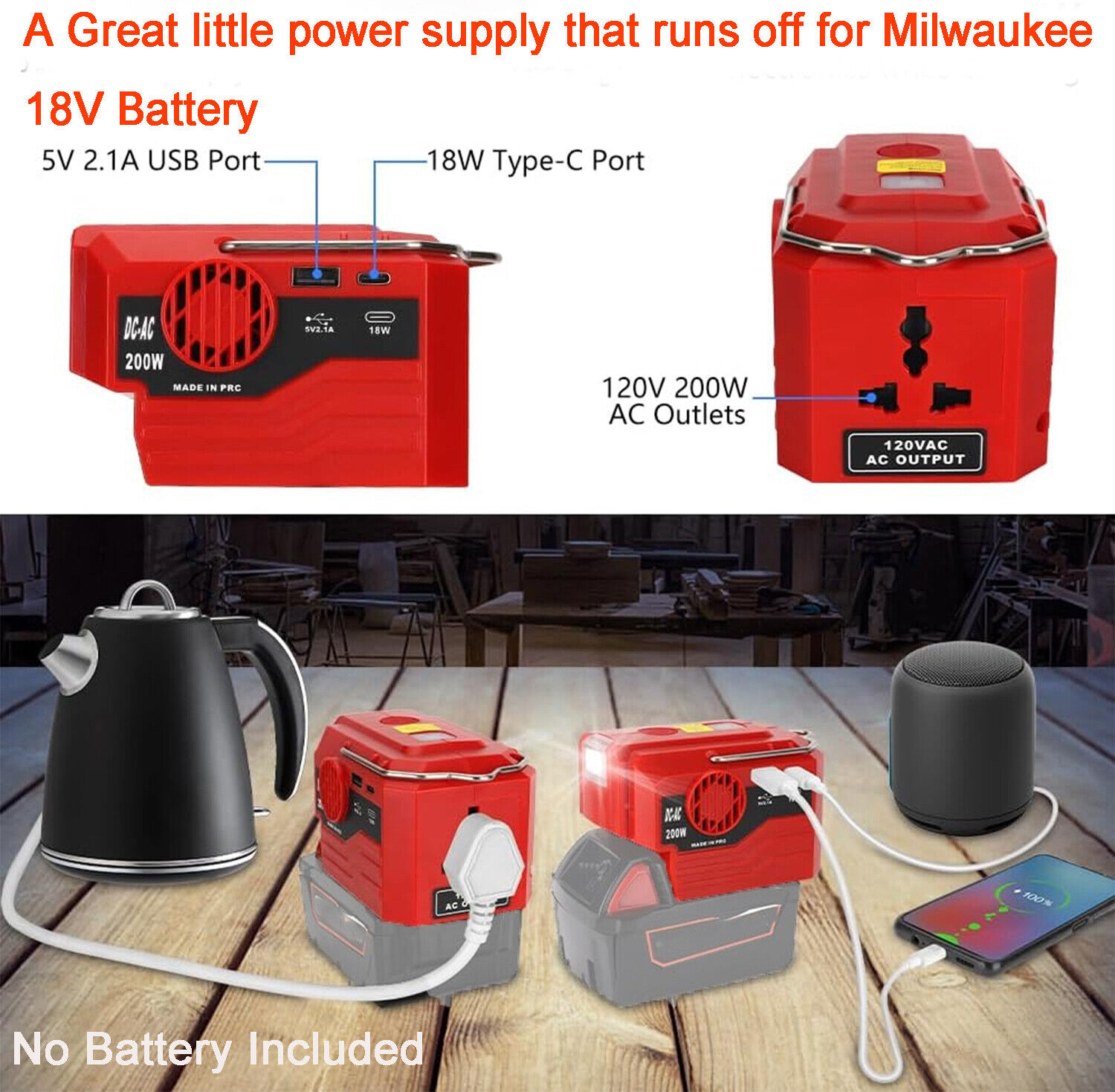محول طاقة محمول مع إضاءة ليد ، - مراجعة Outdoor Lighting Battery Operated وسعره