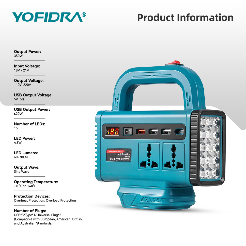 محول طاقة محمول YOFIDRA 220 فو - مراجعة Outdoor Lighting Battery Operated وسعره
