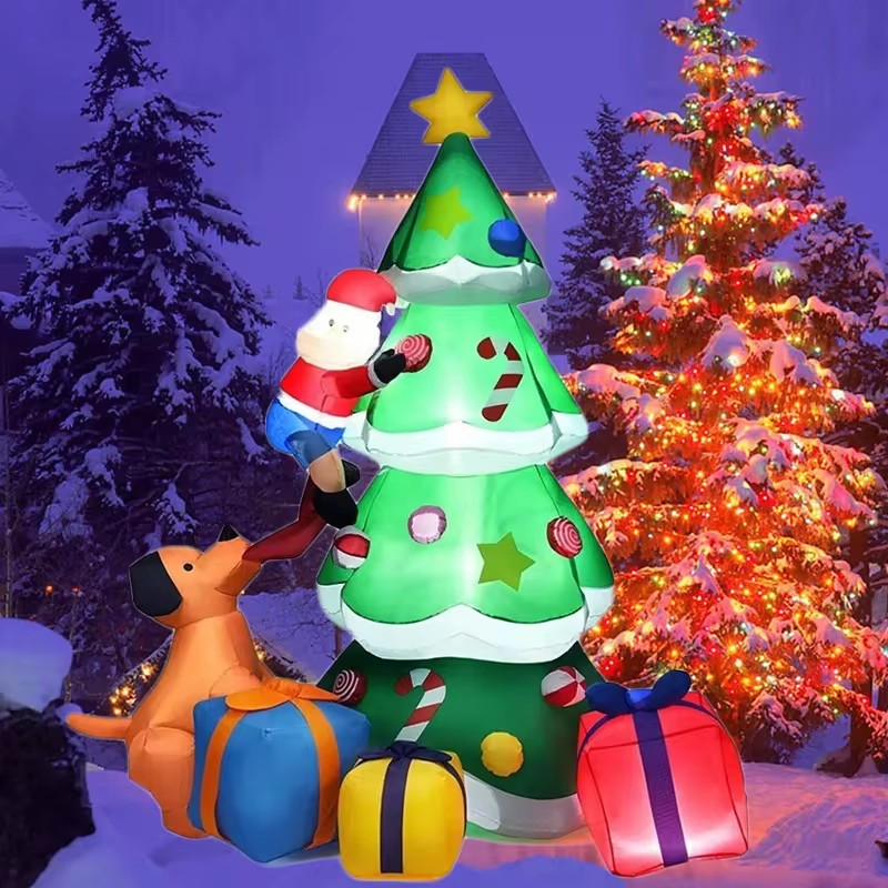 نموذج كلب قابل للنفخ لشجرة عيد - مراجعة Xmas Outdoor Lighting Decorations وسعره