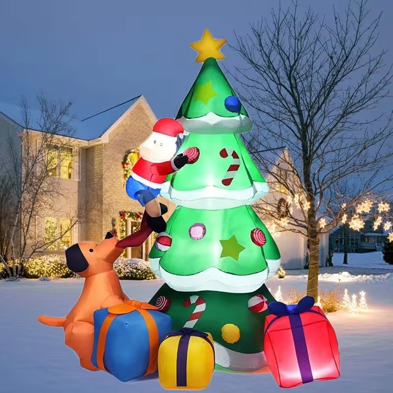 نموذج كلب قابل للنفخ لشجرة عيد - مراجعة Xmas Outdoor Lighting Decorations وسعره
