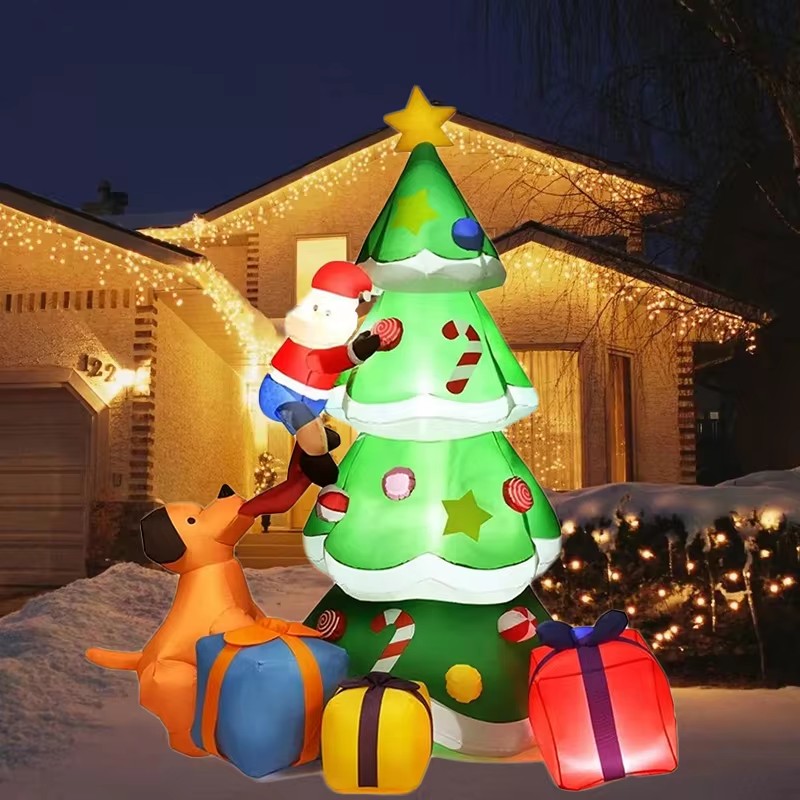 نموذج كلب قابل للنفخ لشجرة عيد - مراجعة Xmas Outdoor Lighting Decorations وسعره