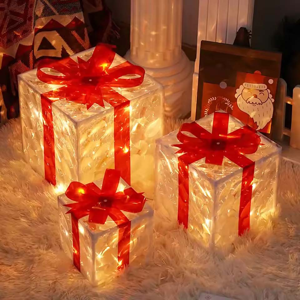 صندوق هدايا مضيء لعيد الميلاد  - مراجعة Xmas Outdoor Lighting Decorations وسعره