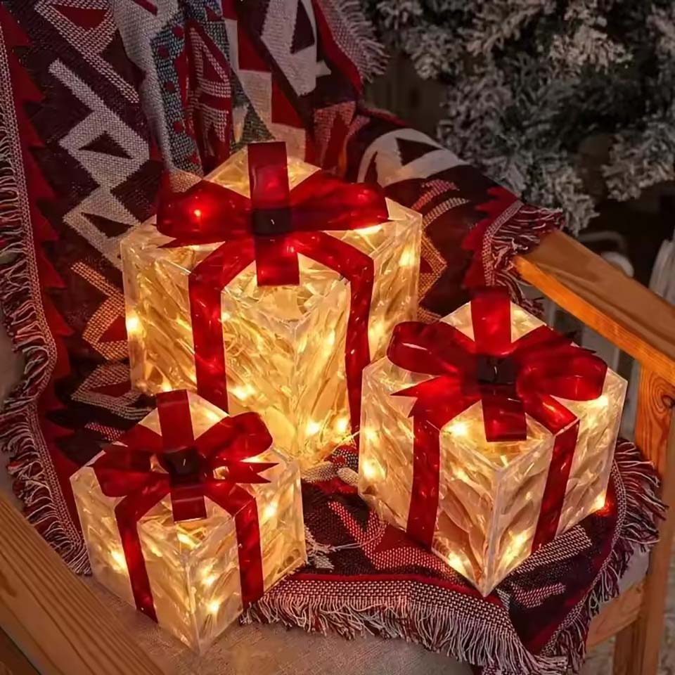 صندوق هدايا مضيء لعيد الميلاد  - مراجعة Xmas Outdoor Lighting Decorations وسعره