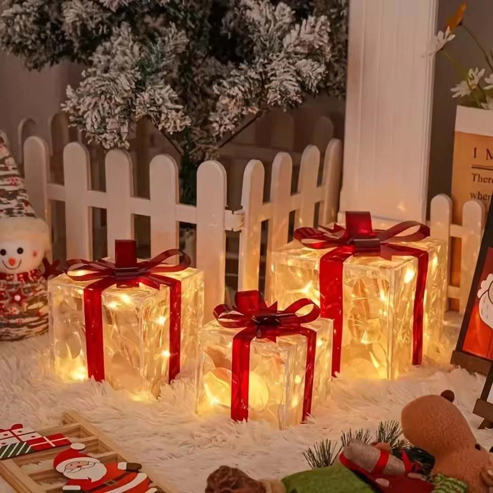 صندوق هدايا مضيء لعيد الميلاد  - مراجعة Xmas Outdoor Lighting Decorations وسعره