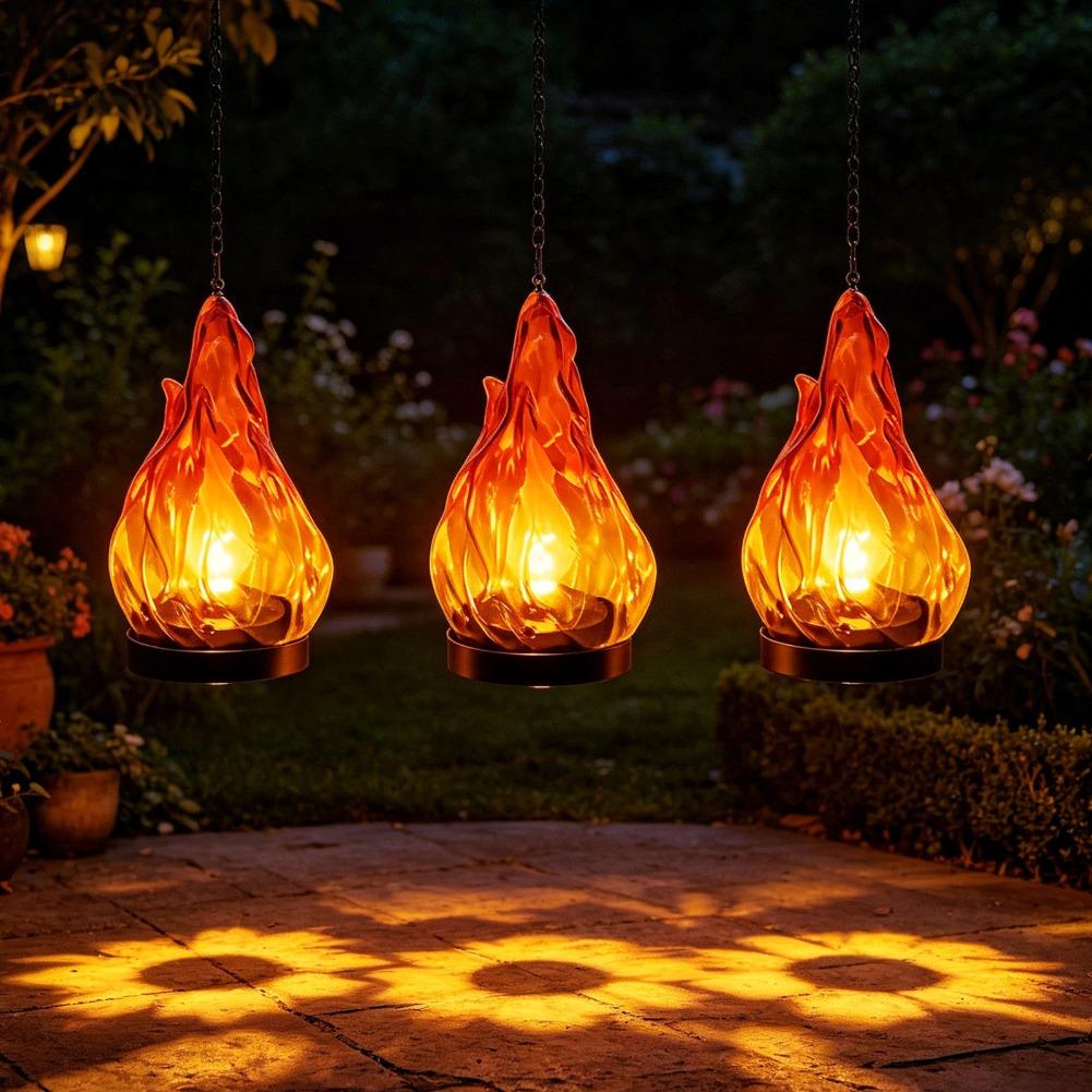 مصباح شمسي معلق بتأثير اللهب،  - مراجعة Outdoor Lighting Yard وسعره