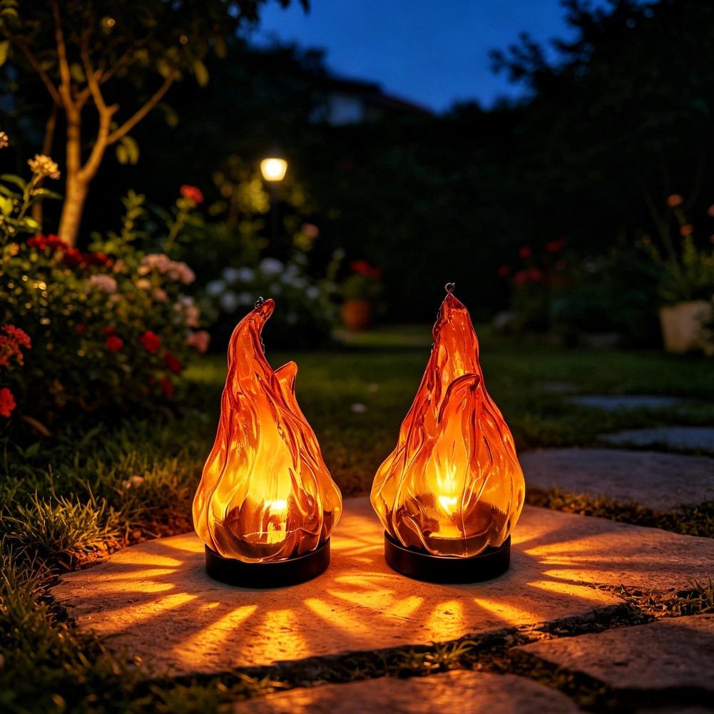 مصباح شمسي معلق بتأثير اللهب،  - مراجعة Outdoor Lighting Yard وسعره