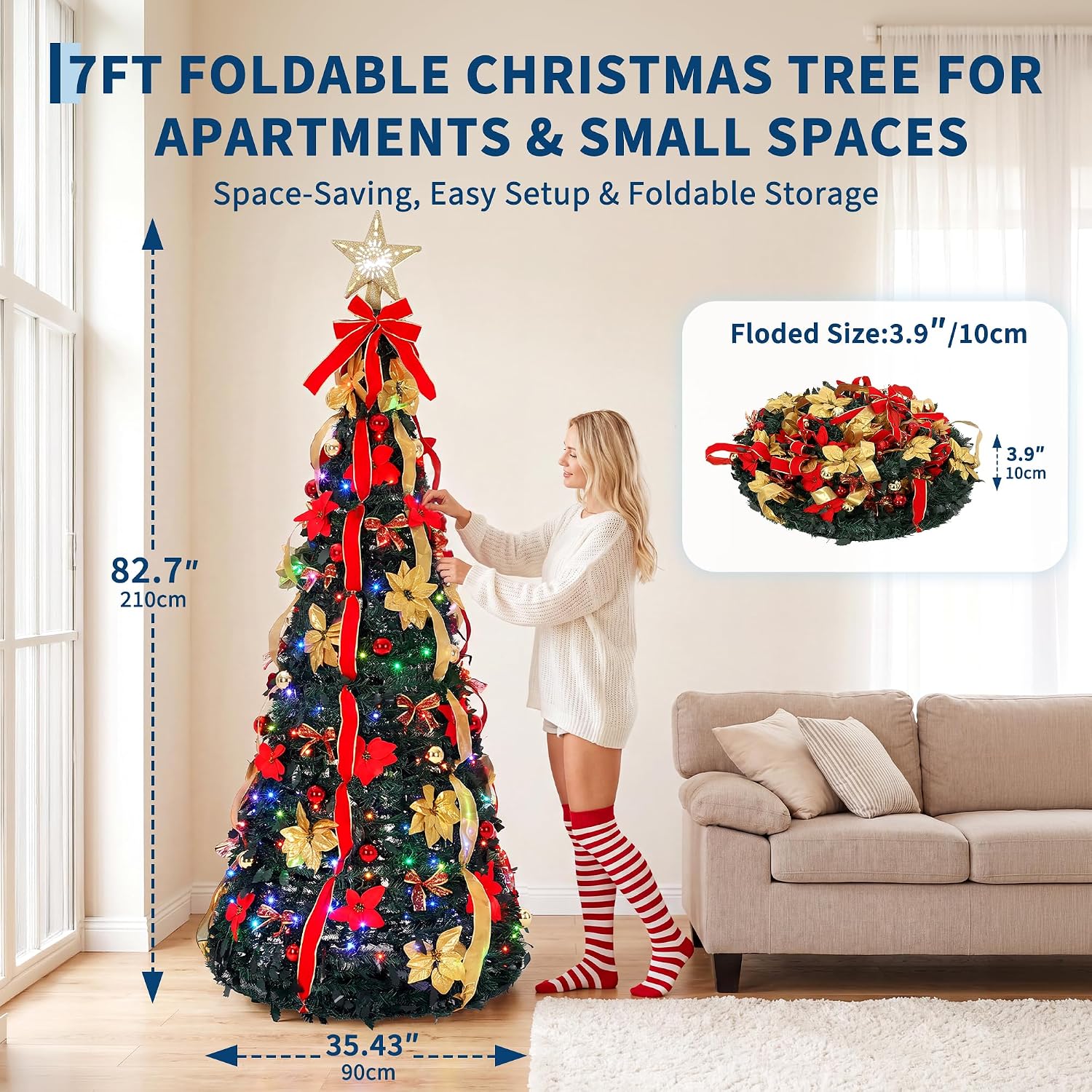 شجرة عيد الميلاد الاصطناعية ال - مراجعة Xmas Outdoor Lighting Decorations وسعره
